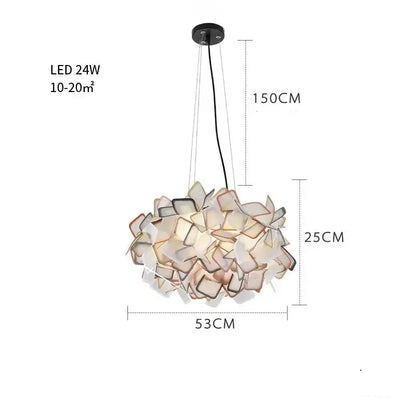 Modern purple & yellow petal led chandelier bedroom pendant light