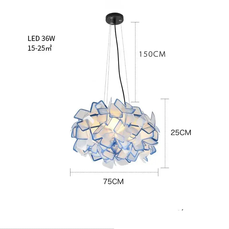 Modern purple & yellow petal led chandelier bedroom pendant light