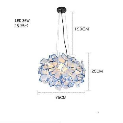 Modern purple & yellow petal led chandelier bedroom pendant light