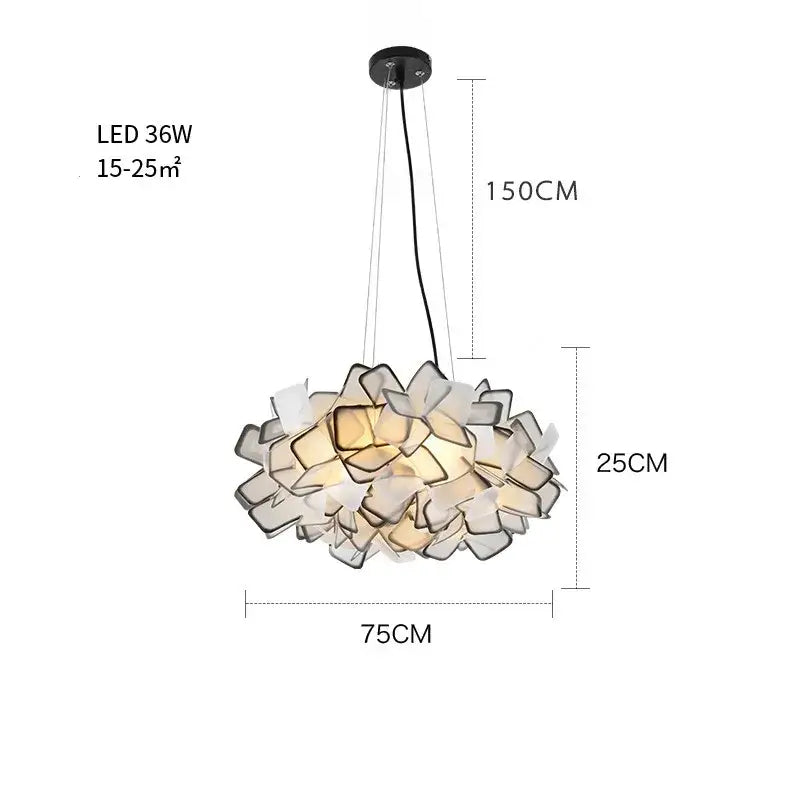 Modern purple & yellow petal led chandelier bedroom pendant light