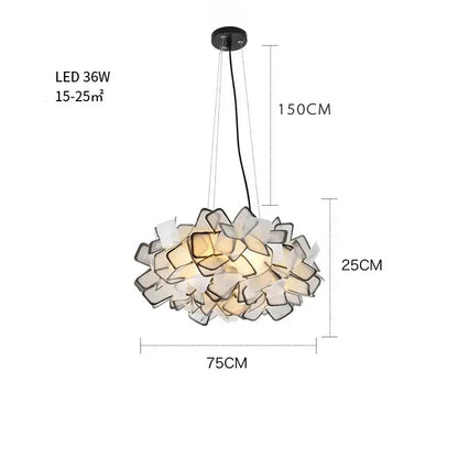 Modern purple & yellow petal led chandelier bedroom pendant light