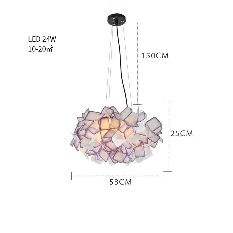 Modern purple & yellow petal led chandelier bedroom pendant light