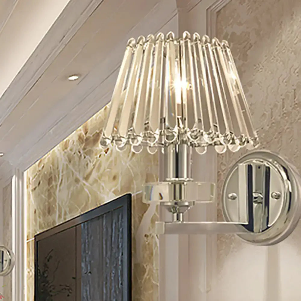 Modern pyramid chrome finish crystal wall light living room fixture