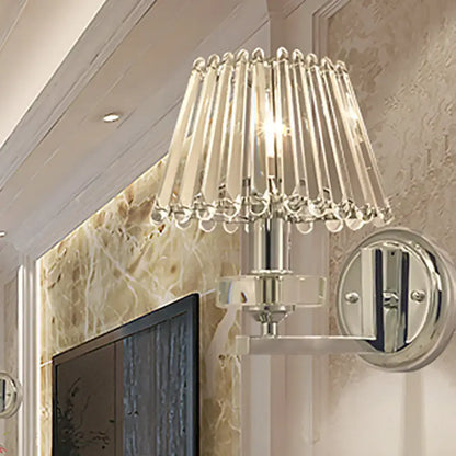 Modern pyramid chrome finish crystal wall light living room fixture