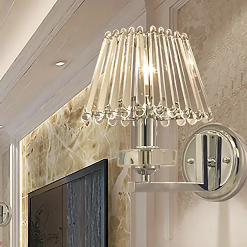 Modern pyramid chrome finish crystal wall light living room fixture