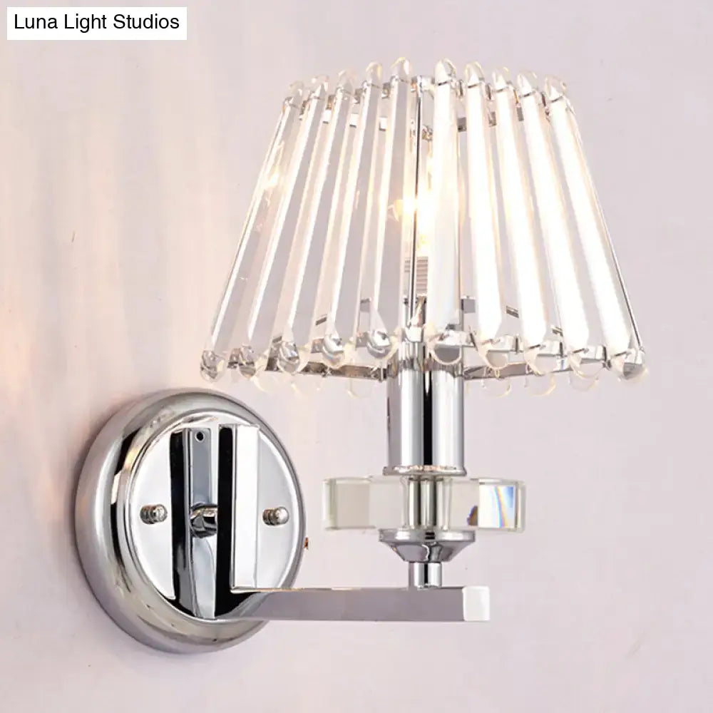 Modern pyramid chrome finish crystal wall light living room fixture