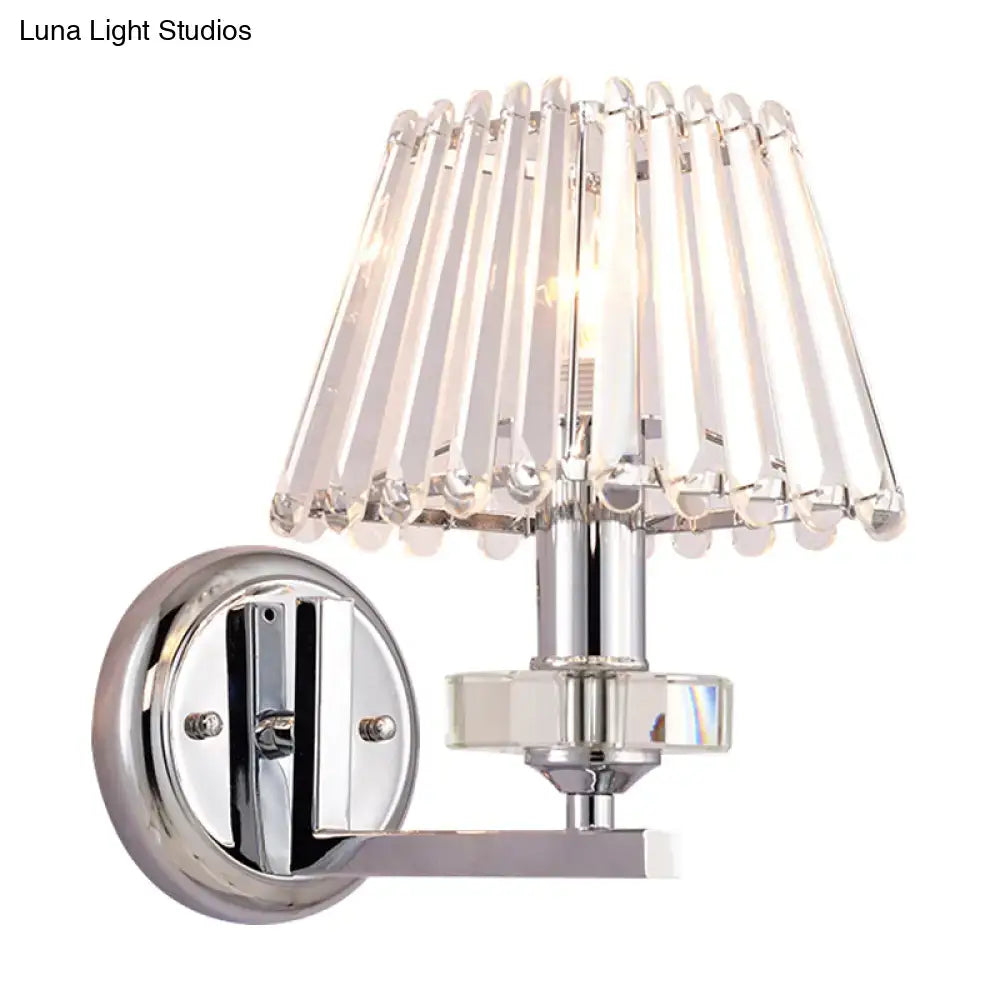 Modern pyramid chrome finish crystal wall light living room fixture