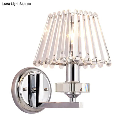 Modern pyramid chrome finish crystal wall light living room fixture