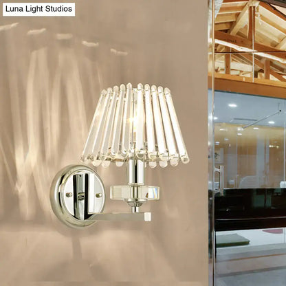 Modern pyramid chrome finish crystal wall light living room fixture