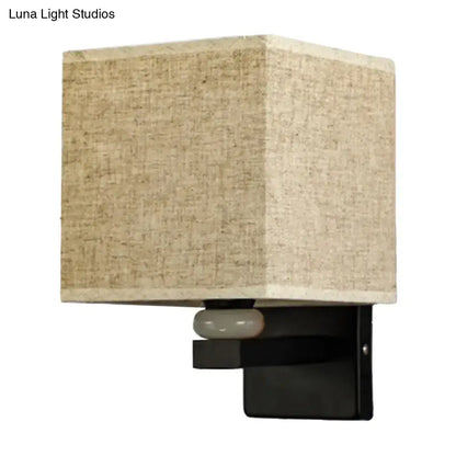 Modern rectangle fabric shade wall light with faux jade decor bedroom