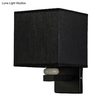 Modern rectangle fabric shade wall light with faux jade decor bedroom