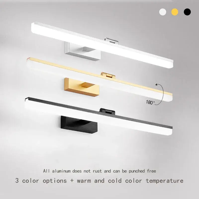 Modern rectangular acrylic golden mirror cabinet light for bathroom