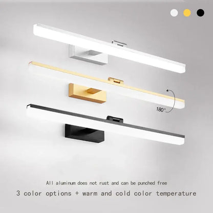 Modern rectangular acrylic golden mirror cabinet light for bathroom