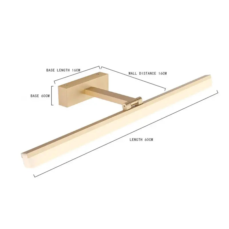 Modern rectangular acrylic golden mirror cabinet light for bathroom
