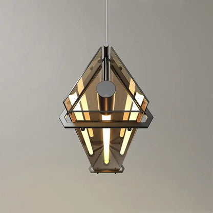 Modern rectangular amber led pendant lamp for dining room
