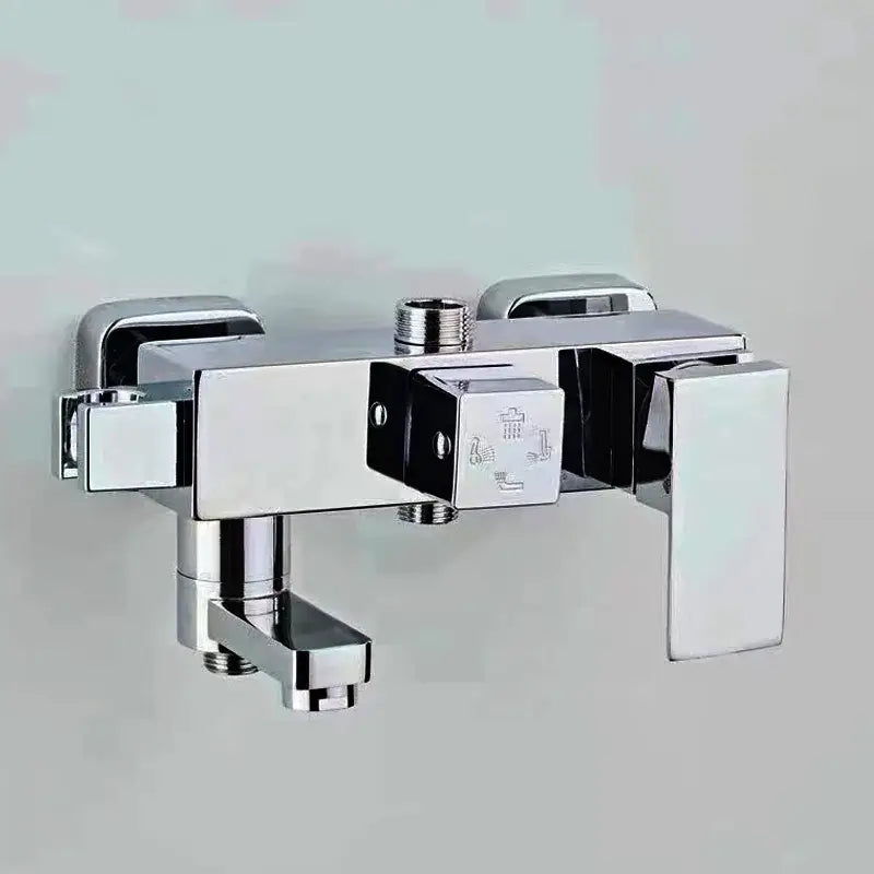 Modern rectangular black chrome bathroom mixer tub valve faucet