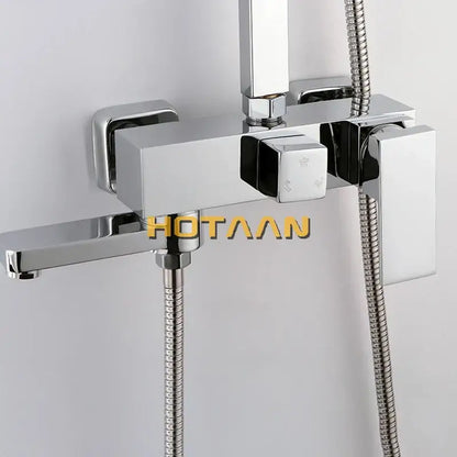 Modern rectangular black chrome bathroom mixer tub valve faucet