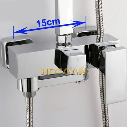Modern rectangular black chrome bathroom mixer tub valve faucet