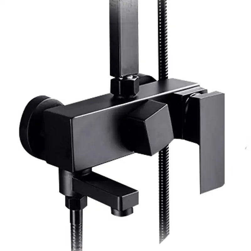Modern rectangular black chrome bathroom mixer tub valve faucet