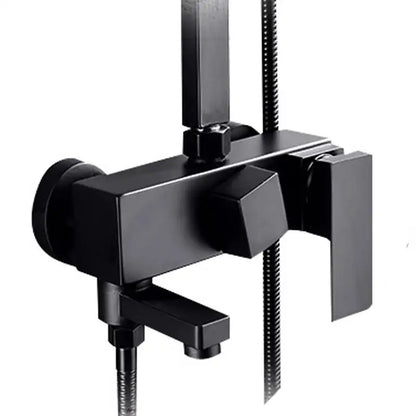 Modern rectangular black chrome bathroom mixer tub valve faucet