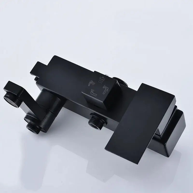 Modern rectangular black chrome bathroom mixer tub valve faucet