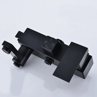 Modern rectangular black chrome bathroom mixer tub valve faucet
