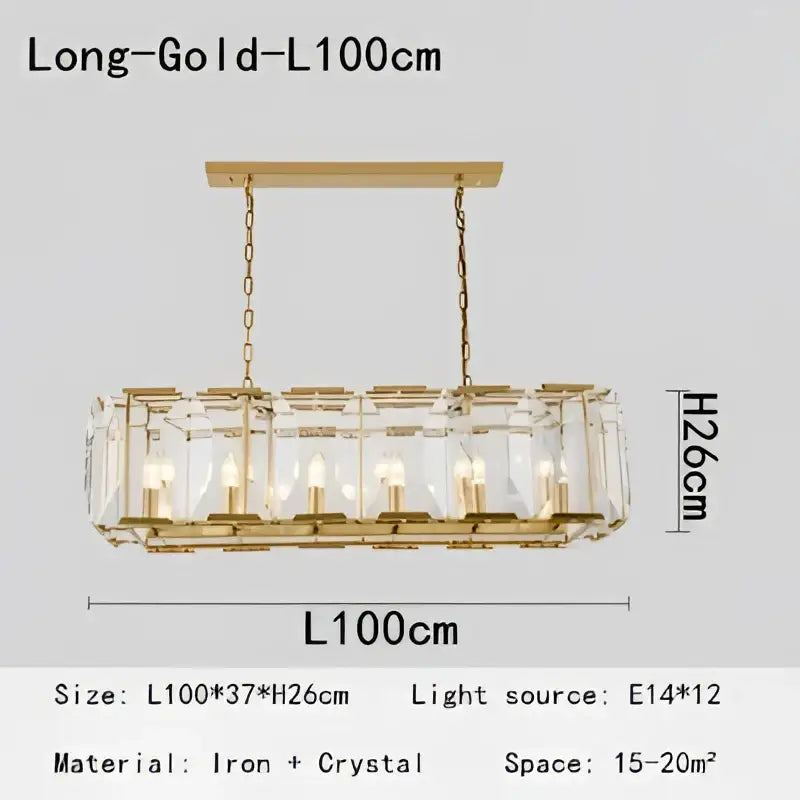 Modern rectangular black crystal chandeliers dining room led light