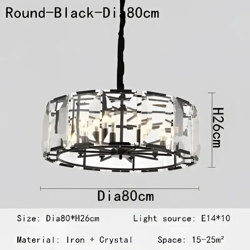 Modern rectangular black crystal chandeliers dining room led light