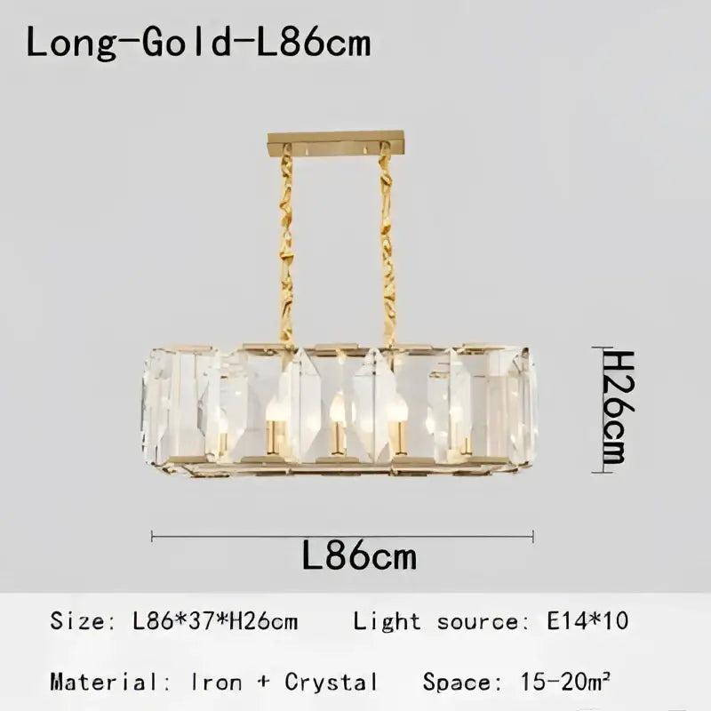 Modern rectangular black crystal chandeliers dining room led light