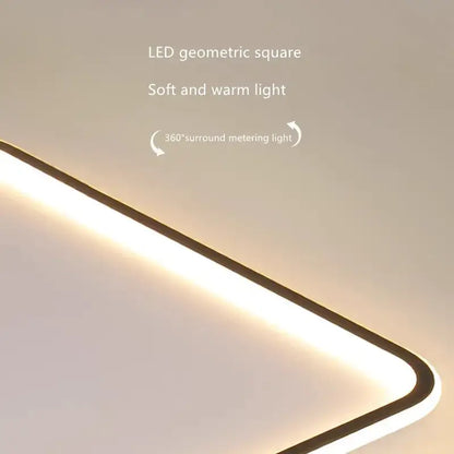 Modern rectangular black dimmable led ceiling chandelier living room
