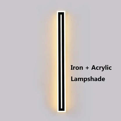 Modern rectangular black led waterproof wall light living room sconce