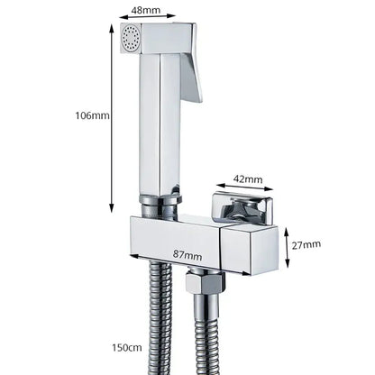 Modern rectangular brass bidet faucet bathroom sprayer in 3 finishes