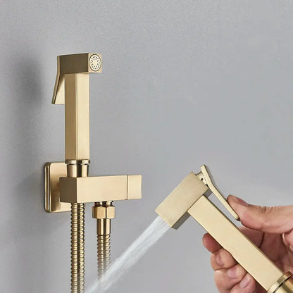 Modern rectangular brass bidet faucet bathroom sprayer in 3 finishes
