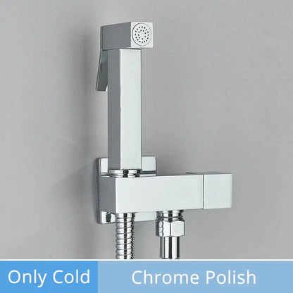 Modern rectangular brass bidet faucet bathroom sprayer in 3 finishes