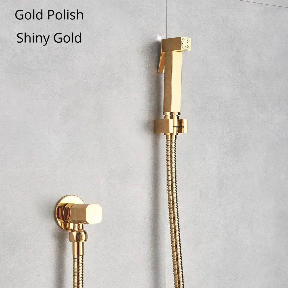 Modern rectangular brass bidet faucet bathroom sprayer in 3 finishes