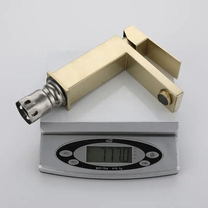 Modern rectangular brushed gold basin faucet bathroom mixer tap