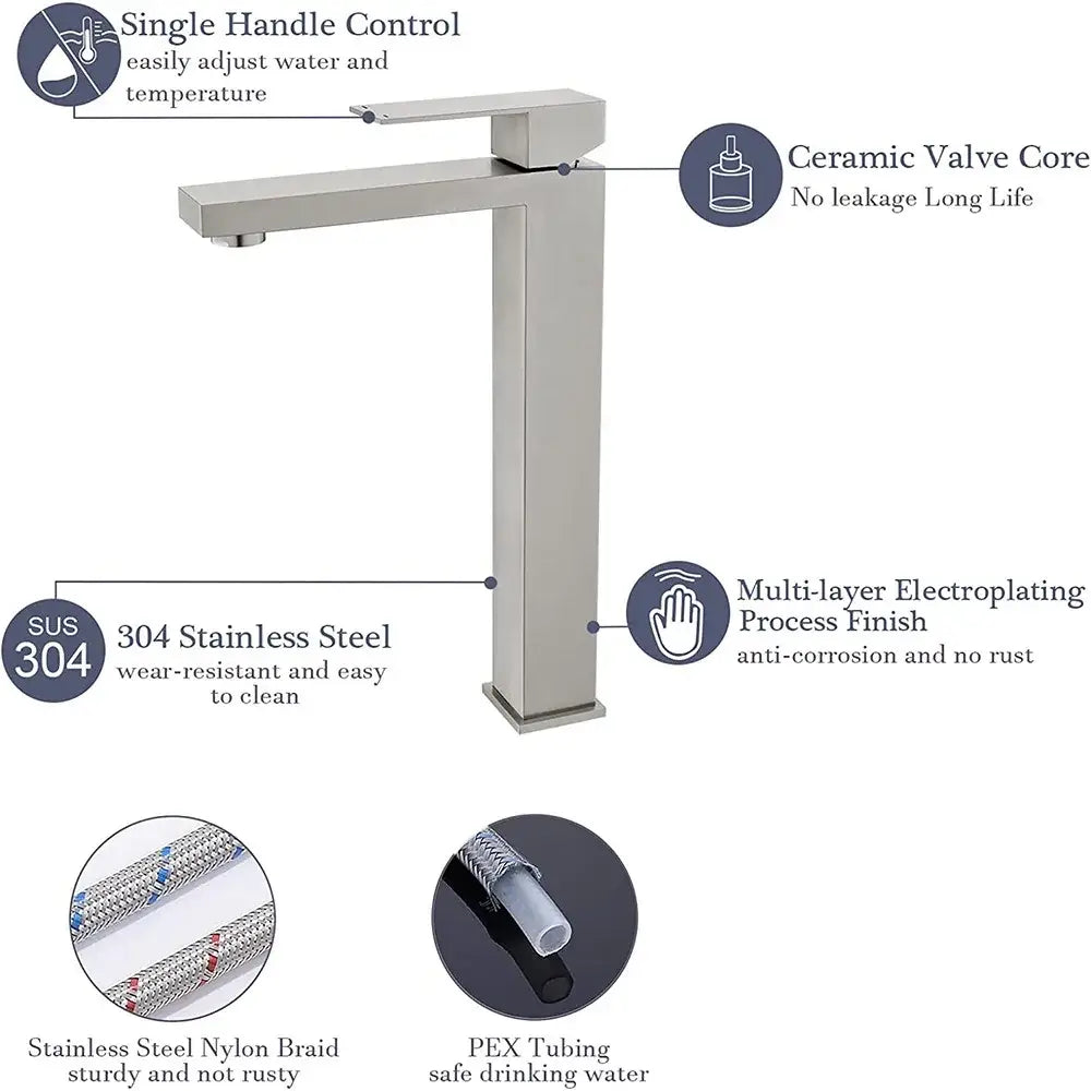 Modern rectangular brushed gold basin faucet bathroom mixer tap
