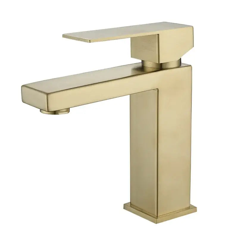 Modern rectangular brushed gold basin faucet bathroom mixer tap