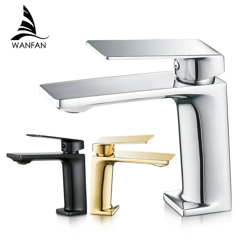 Modern rectangular brushed nickel bathroom sink faucet