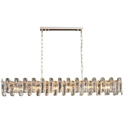 Modern rectangular brushed nickel crystal dimmable pendant light bedroom