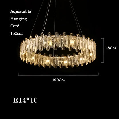 Modern rectangular brushed nickel crystal dimmable pendant light bedroom