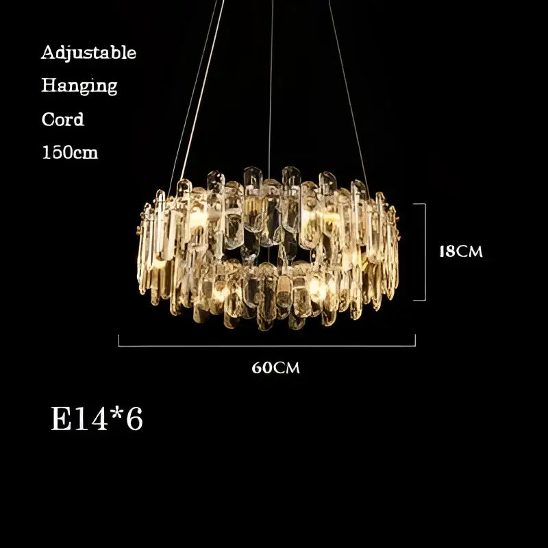 Modern rectangular brushed nickel crystal dimmable pendant light bedroom