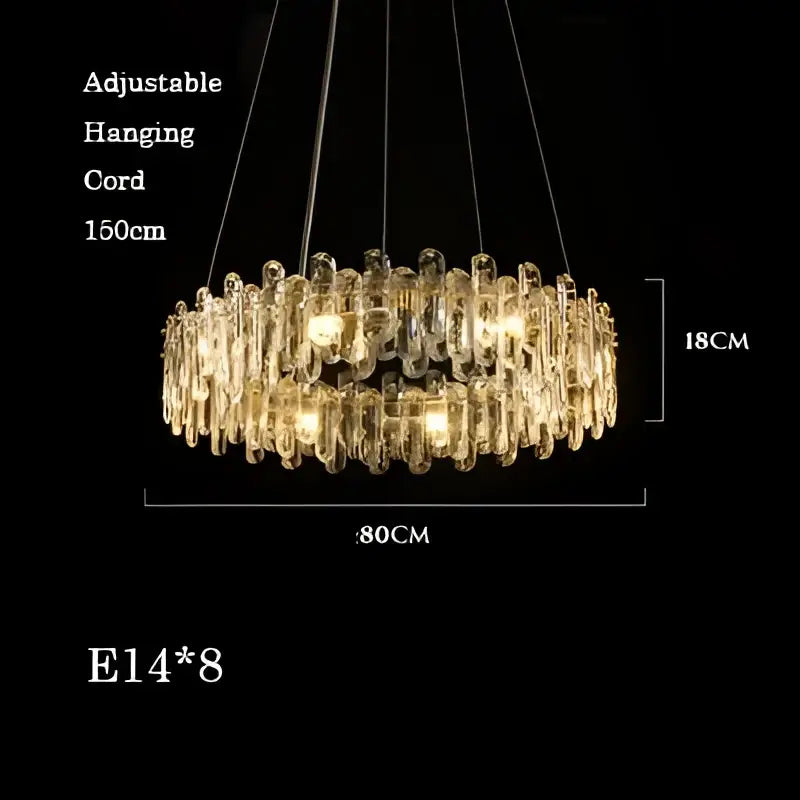 Modern rectangular brushed nickel crystal dimmable pendant light bedroom