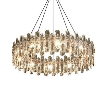 Modern rectangular brushed nickel crystal dimmable pendant light bedroom