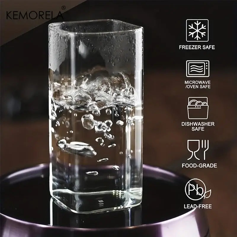 Modern rectangular clear highball glasses set dining room glassware
