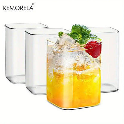 Modern rectangular clear highball glasses set dining room glassware