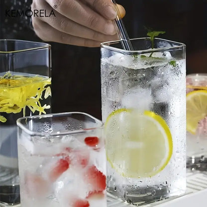 Modern rectangular clear highball glasses set dining room glassware