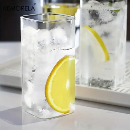 Modern rectangular clear highball glasses set dining room glassware