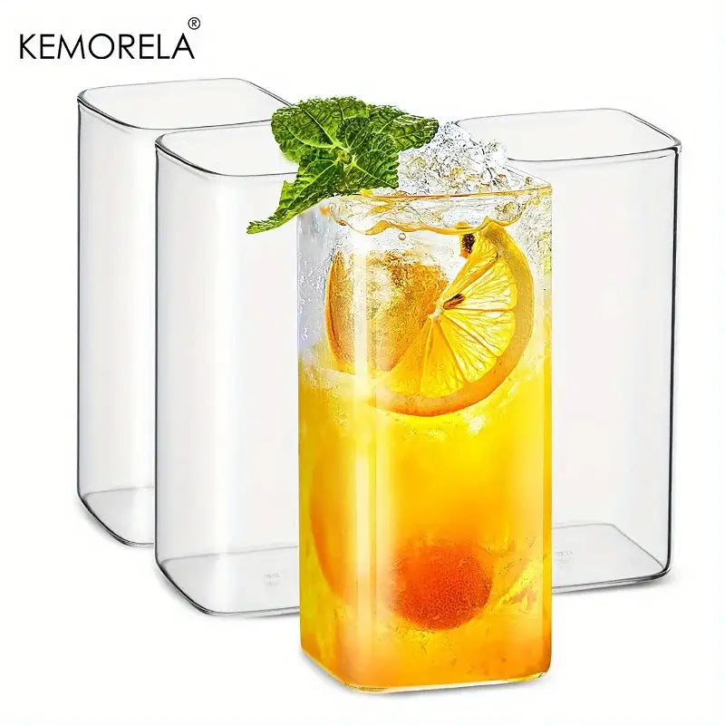 Modern rectangular clear highball glasses set dining room glassware