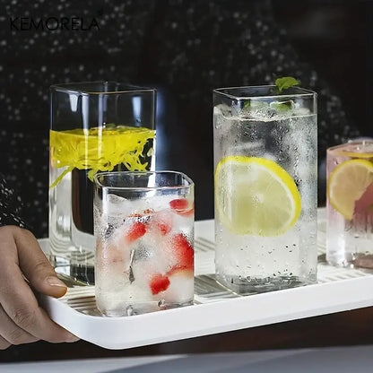 Modern rectangular clear highball glasses set dining room glassware
